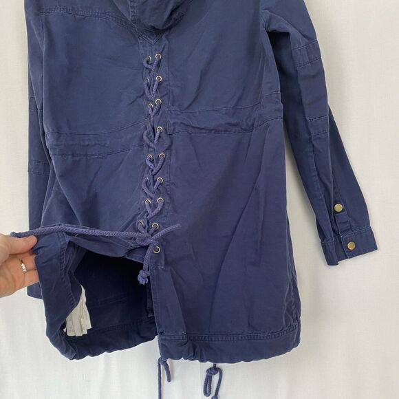 Some Days Lovin Jacket Womens Medium Blue Canvas Cargo Lace Up Back Parka PacSun - Picture 4 of 12